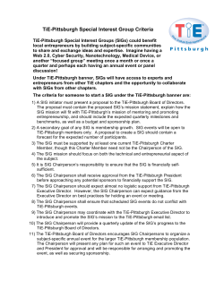 TiE-Pittsburgh Special Interest Group Criteria