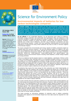 Environmental impacts of batteries for low carbon technologies