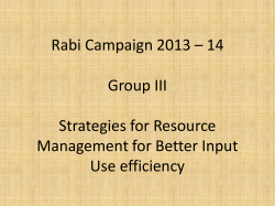 Group III Strategies for Resource Management for Better Input Use