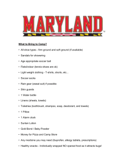 Maryland Soccer Camp Guide Sheet