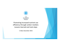 Promoting increased nutrient use efficiency through carbon markets