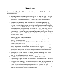 Major Rules - Murphysboro Baseball, Inc