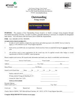 Outstanding Troop Award - Girl Scouts, Hornets` Nest Council