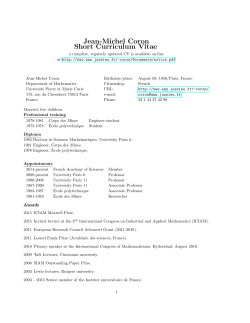 Jean-Michel Coron Short Curriculum Vitae