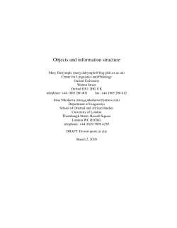 Objects and information structure