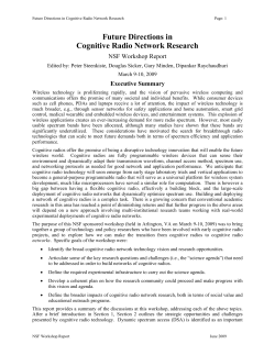 Future Directions in Cognitive Radio Network Research