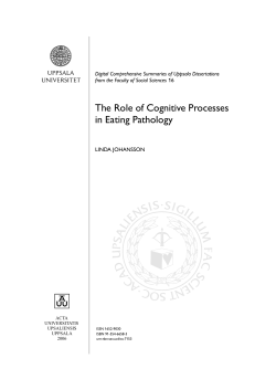 The Role of Cognitive Processes in Eating Pathology