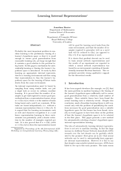 Learning Internal Representations