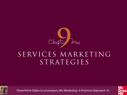 Chapter Nine: Services Marketing Strategies