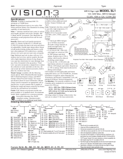 MR16 Sign Light MODEL SL1 Specifications