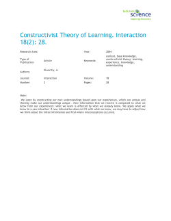 Constructivist Theory of Learning. Interaction 18(2)