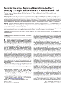 Specific Cognitive Training Normalizes Auditory Sensory Gating in