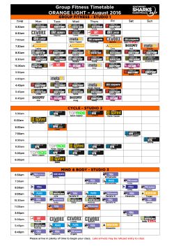 Group Fitness Timetable ORANGE LIGHT