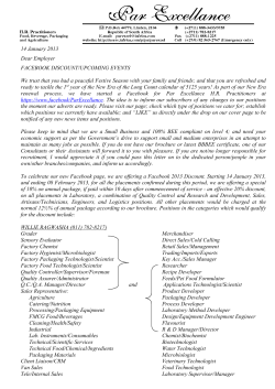 14 January 2013 Dear Employer FACEBOOK DISCOUNT