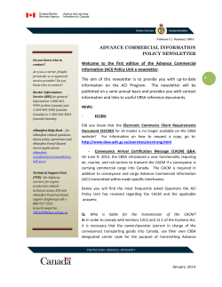 1 ADVANCE COMMERCIAL INFORMATION POLICY