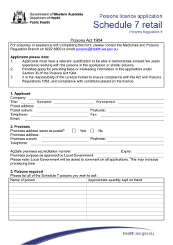 Poisons Licence Application Form Schedule 7 Retail