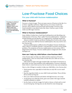 PE281 Low-Fructose Food Choices: For your child with fructose