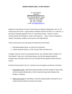 UNDERSTANDING SMALL STORE GROWTH Dr