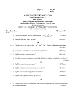 meees 101 optimization techniques