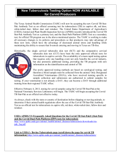 New Tuberculosis Testing Option NOW AVAILABLE for Cervid