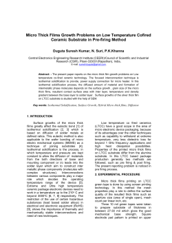 Micro Thick Films Growth Problems on Low - IR@CSIR