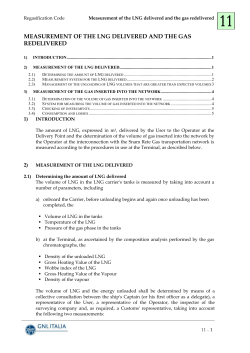 3) Measurement of the gas inserted into the network