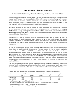 Nitrogen Use Efficiency in Canola