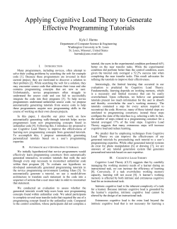 Applying Cognitive Load Theory to Generate