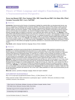 Theory of Mind, Language and Adaptive Functioning in ASD: A