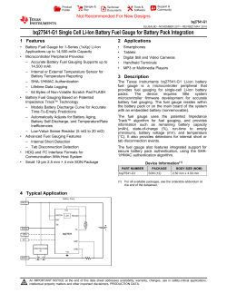 Single Cell Li-Ion Battery Fuel Gauge for Battery