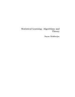 Statistical Learning: Algorithms and Theory