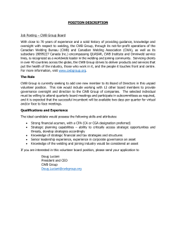 POSITION DESCRIPTION Job Posting &ndash; CWB Group Board With