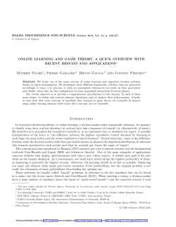 Online Learning and Game Theory. A Quick Overview with recent