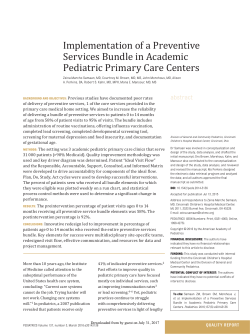 Implementation of a Preventive Services Bundle in
