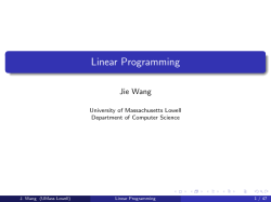 Linear Programming - UML Computer Science