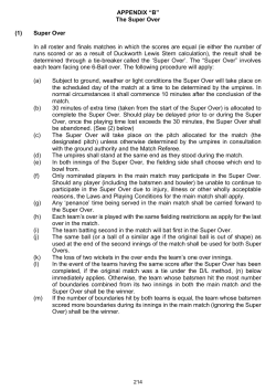 APPENDIX &ldquo;B&rdquo; The Super Over (1) Super Over In all roster and finals