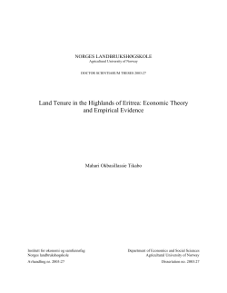 Land Tenure in the Highlands of Eritrea: Economic Theory and