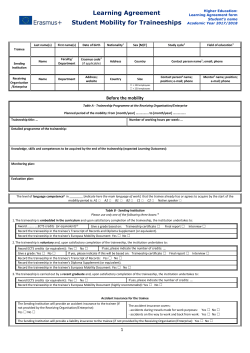 Learning Agreement for Traineeships (DOC, 100KB)