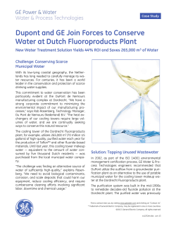 Dupont and GE Join Forces to Conserve Water at Dutch