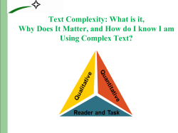 Text Complexity - Bloomfield School District