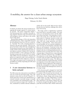 E-mobility, the answer for a clean urban energy ecosystem
