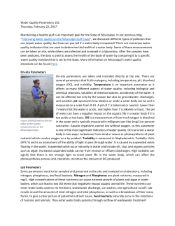 Water Quality Parameters 101 Thursday, February 22, 2017