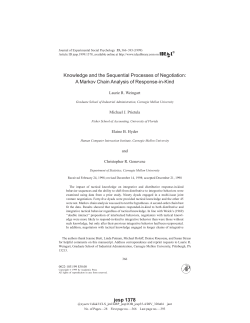 Knowledge and the Sequential Processes of Negotiation: A Markov