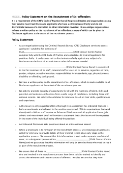 MODEL Policy Statement on the Recruitment of Ex-offenders