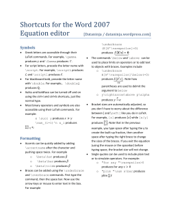 Shortcuts for the Word 2007 Equation editor