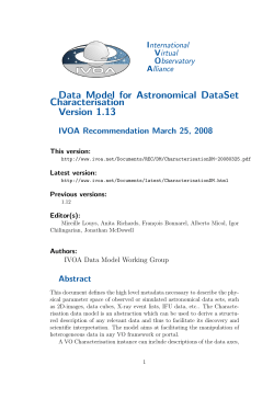 Data Model for Astronomical DataSet Characterisation