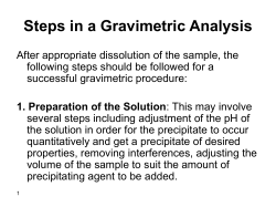 Steps in a Gravimetric Analysis