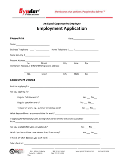 An Equal Opportunity Employer Employment