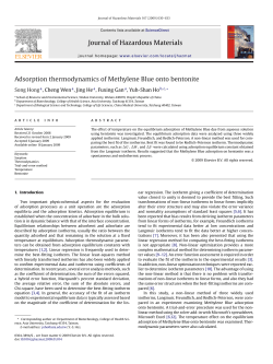 Adsorption thermodynamics of Methylene Blue onto bentonite