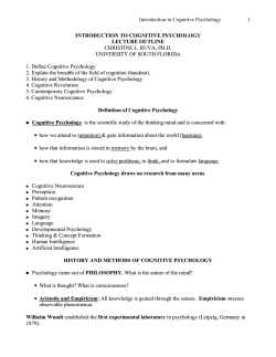 Introduction to Cognitive Psychology